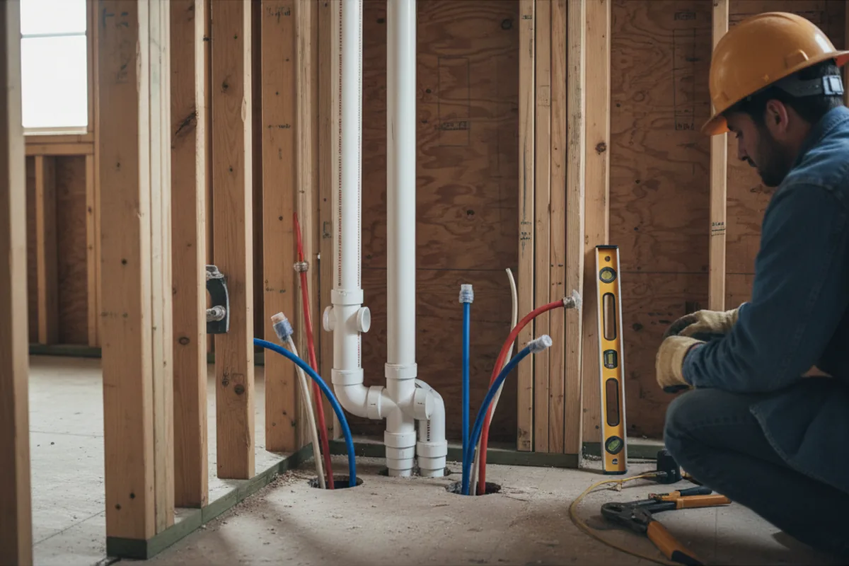 Drain and supply rough-in during Toilet Repair and Installation in Jasper